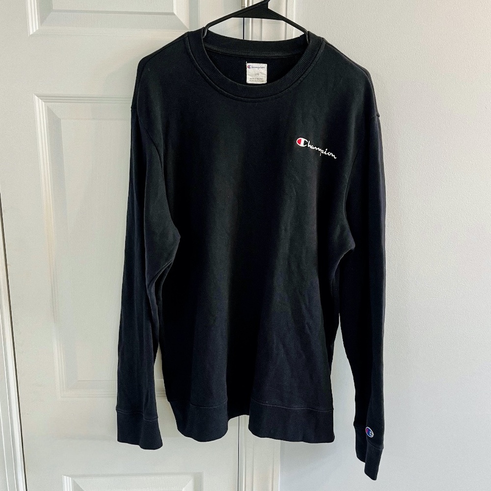 Vintage Champion Black Oversized Crewneck Sweatshirt
